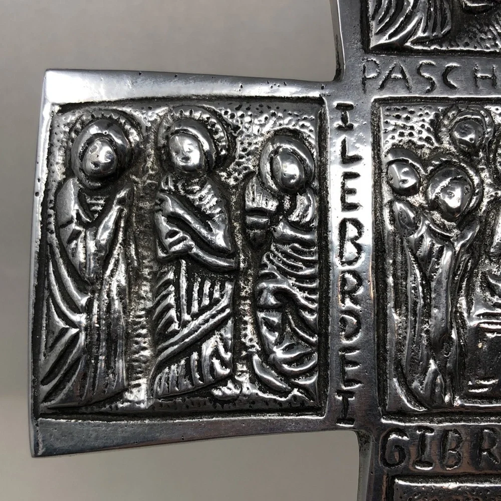 Vintage Pewter Cross Silver Tone Religious Decor